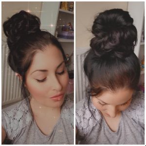 stretch fake faux messy bun real hair