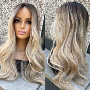'CHICAGO' • 24" LENGTH • THICK • BLONDE MIX WITH CHOCOLATE OMBRE HAIR TOPPER