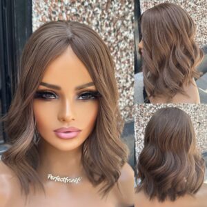 'TAUPE' • 14" BOB LENGTH • Light Mushroom Brown • Med/Thick - Good Back Coverage BEST HAIR TOPPER