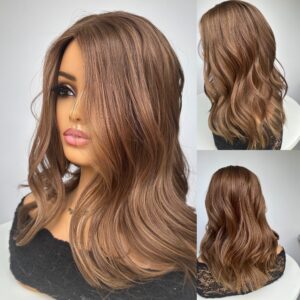'WHIMSICAL' • 18-19" LENGTH • Medium/Thick 145g • Buttery Golden Caramel Brown Mix Super Flat Hair Topper