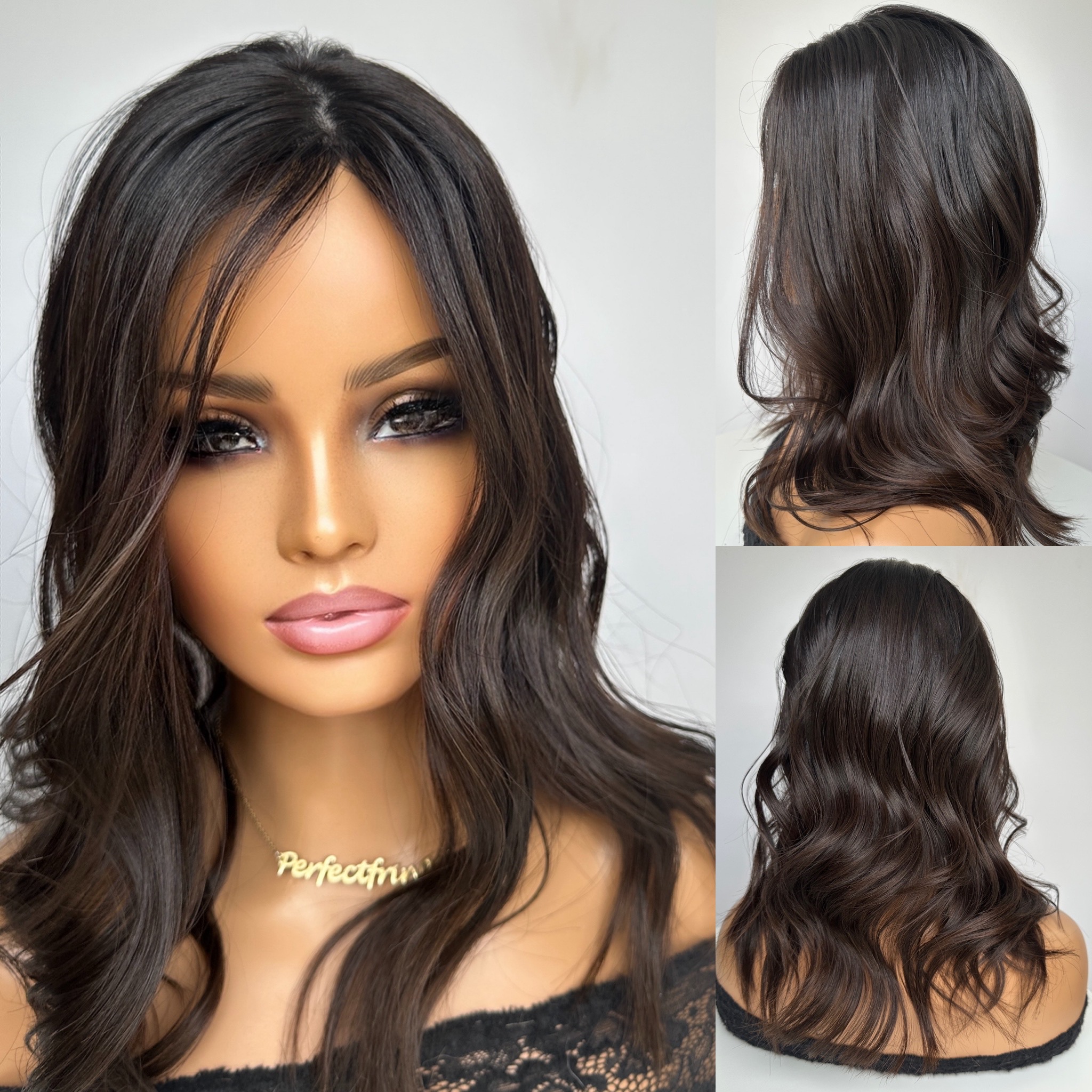'CATWOMAN' • SKINNY Virgin Sexy Brown & 3D OMBRE • 17-18" Length • HAIR TOPPER 2 'CATWOMAN' • SKINNY Virgin Sexy Brown & 3D OMBRE • 17-18" Length • HAIR TOPPER - Image 2