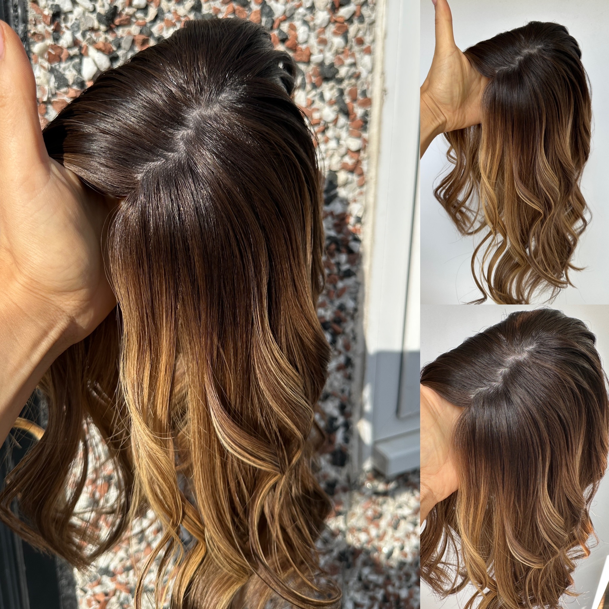 'CHOCOLATE VANILLA' • 15-16" LENGTH • Medium 120G• Super Flat Silk Hair Topper 9 'CHOCOLATE VANILLA' • 15-16" LENGTH • Medium 120G• Super Flat Silk Hair Topper - Image 9